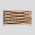 Organic Checkered Bath Rug (Natural and Tobacco)