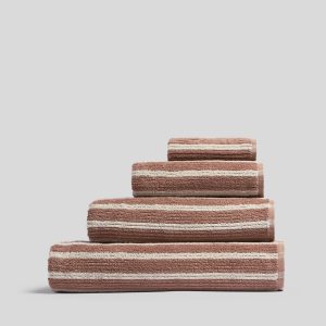 Organic Resort Stripe Towels (Adobe with Butter)
