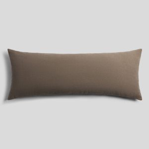 Vintage Linen Body Pillow Cover (Warm Grey)