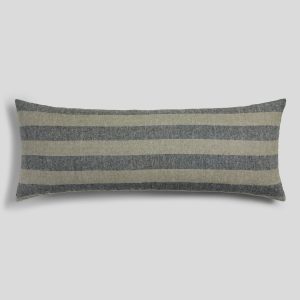 Vintage Linen Body Pillow Cover (Ink and Thyme Stripe)